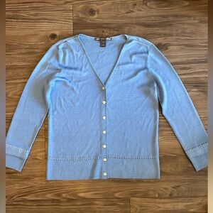 Saks Fifth Avenue Blue Silk Knit Cardigan Sweater Size S
